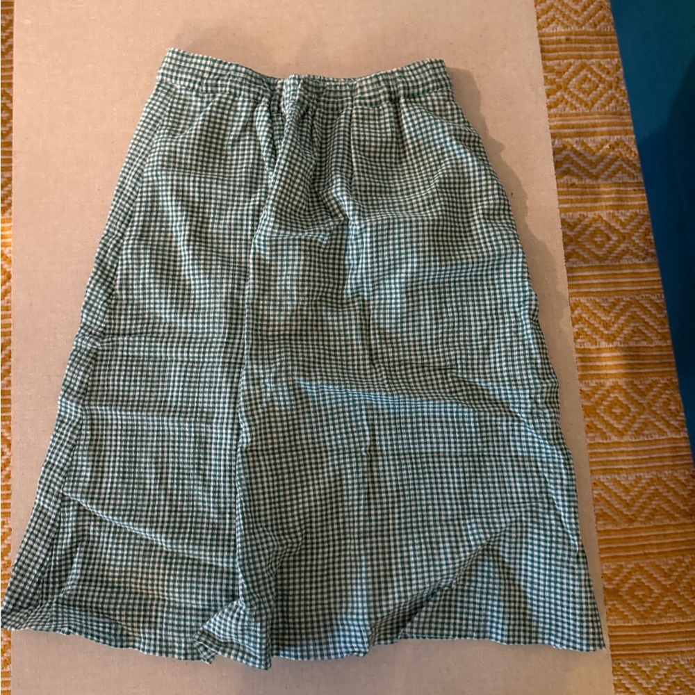 J. Crew green gingham skirt